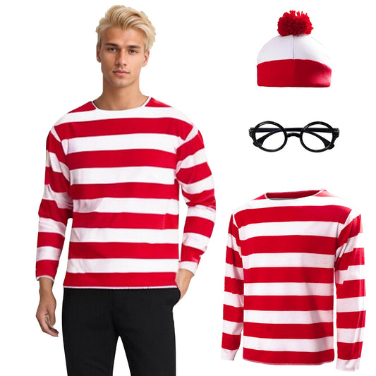 Festive Red & White Stripe Costume Combo (Medium)